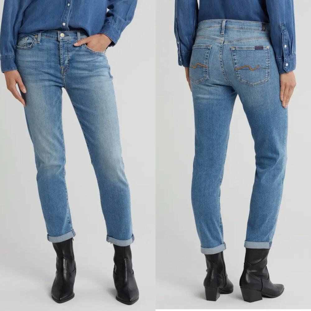 NWT 7 for all mankind Josefina feminine boyfriend Straight Leg Jeans Sz 34